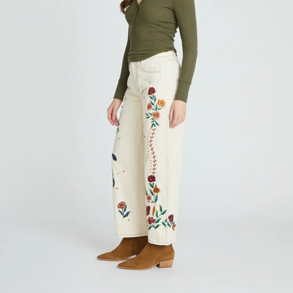 NEW DRIFTWOOD JEANS Elaine Barrel Hazel Hallucination Jeans WHITE DENIM 1225 8t4 - Picture 1 of 4